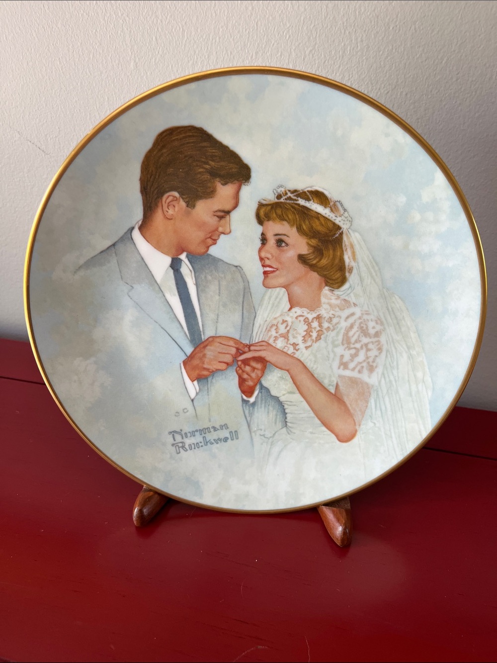 Vintage Norman Rockwell Bride and Groom Plate American Family Series 1979